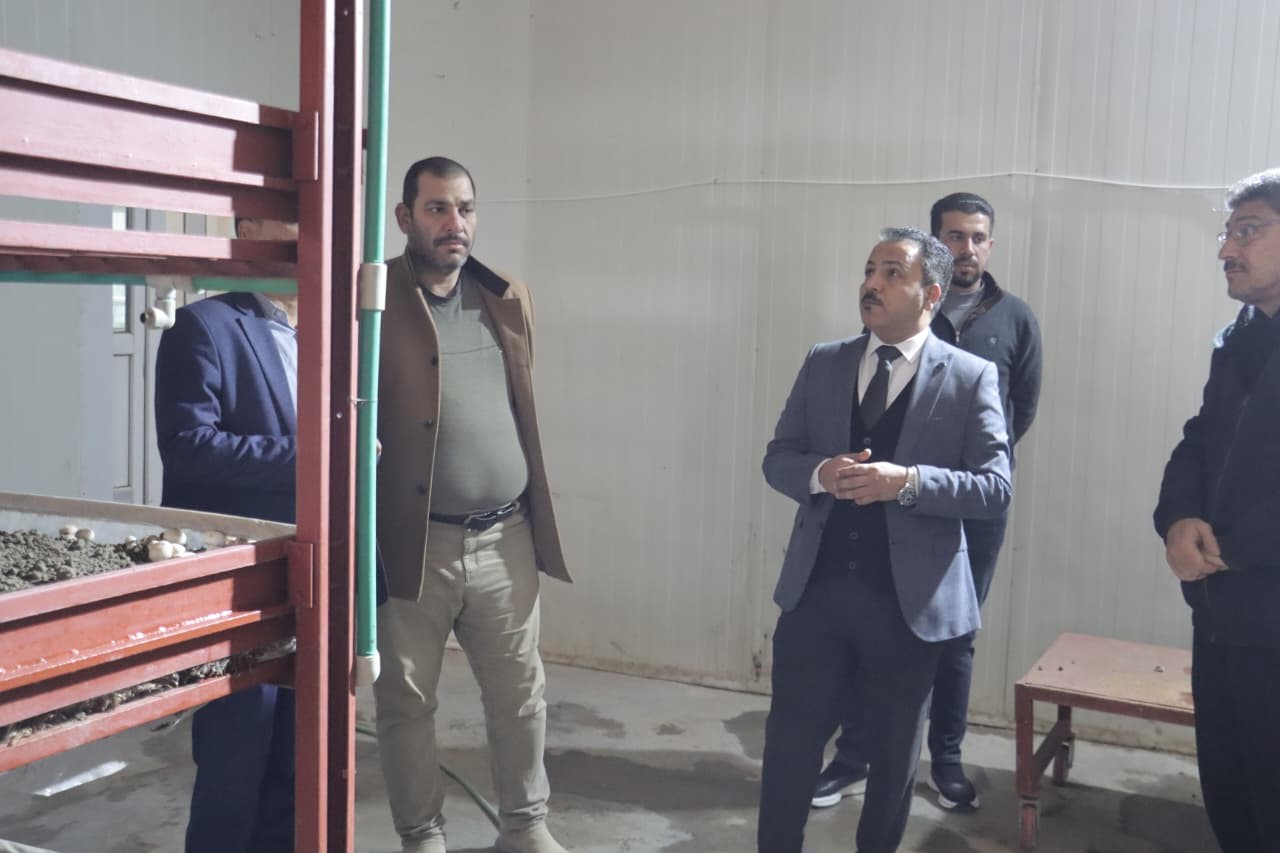 The Dean of the College of Agriculture conducts an inspection tour of the mushroom farm and affirms the Deanship’s support for the college’s products.